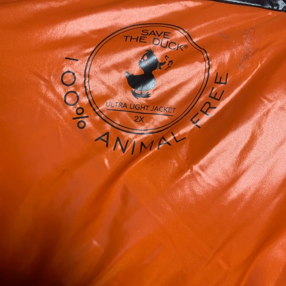 NWOT SAVE THE DUCK Isla Shiny Black Ultra Light Puffer Jacket Size 2X - Picture 7 of 16